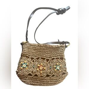 St. John’s Bay Straw Weaved Purse Lined Beaded Shoulder Bag